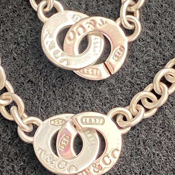 Authentic TIFFANY and CO 1837 Bracelet & Necklace Set Interlocking Circle Clasp - Picture 9 of 11
